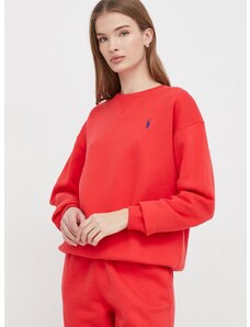 Mikina Polo Ralph Lauren dámska, červená farba, jednofarebná, 211943006