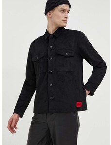 Košeľa HUGO pánska,čierna farba,regular,s klasickým golierom,50508657