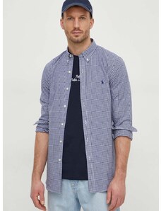 Košeľa Polo Ralph Lauren pánska,tmavomodrá farba,slim,s golierom button-down,710929345