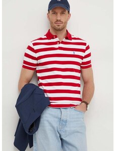 Bavlnené polo tričko Polo Ralph Lauren červená farba,vzorovaný,710934552
