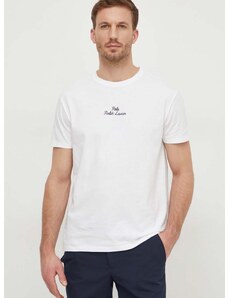 Bavlnené tričko Polo Ralph Lauren pánsky, biela farba, jednofarebný, 710936585