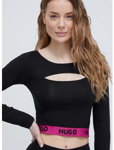 Tričko s dlhým rukávom HUGO dámsky, čierna farba, 50508689