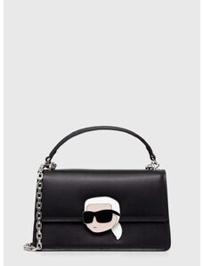 Kožená kabelka Karl Lagerfeld čierna farba