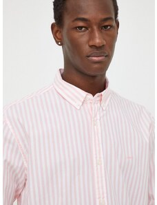 Bavlnená košeľa Levi's pánska, ružová farba, voľný strih, s golierom button-down