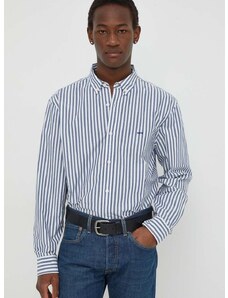 Bavlnená košeľa Levi's pánska, tmavomodrá farba, voľný strih, s golierom button-down