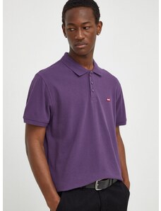 Bavlnené polo tričko Levi's fialová farba, jednofarebný