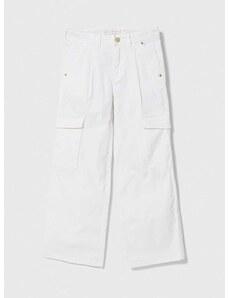 Detské nohavice Guess biela farba, jednofarebné