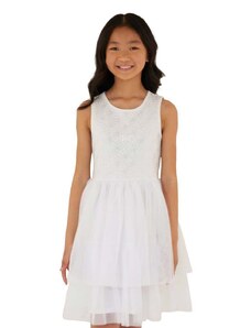 Dievčenské šaty Guess biela farba, mini, áčkový strih