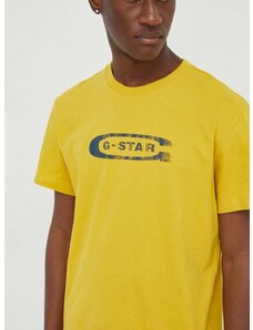 Bavlnené tričko G-Star Raw pánsky, žltá farba, s potlačou