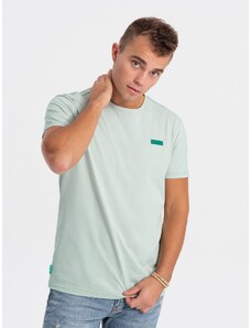 Ombre Clothing Pánske kontrastné bavlnené tričko - mentolové V4 OM-TSCT-0151
