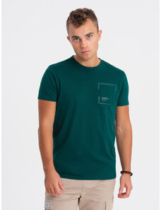 Ombre Clothing Pánske bavlnené tričko s vreckom - námorné V5 OM-TSPT-0154