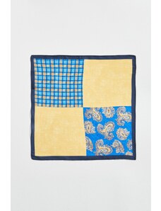 ALTINYILDIZ CLASSICS Men's Navy-Yellow Patterned Navy Blue Yellow Classic Handkerchief