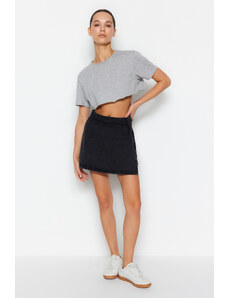 Trendyol Black Slit High Waist Denim Shorts Skirt