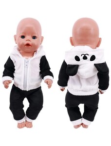 Velúrový set bielo čierny pre bábiku Anabell, Baby born 43 cm
