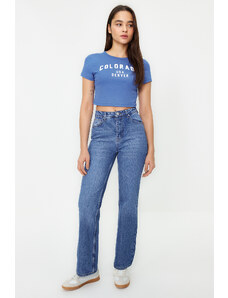 Trendyol Blue High Waist Straight Jeans