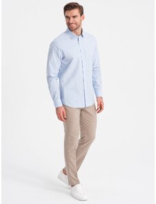 Ombre Clothing Klasická bavlnená košeľa REGULAR - modrá V1 OM-SHOS-0154