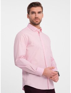 Ombre Clothing Klasické bavlnené tričko REGULAR - svetlo ružové V2 OM-SHOS-0154