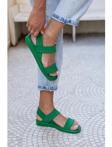 Madamra Zelené dámske sandále so sťahovacou šnúrkou