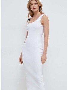 Šaty Versace Jeans Couture biela farba, midi, priliehavá, 76HAO947 J0004