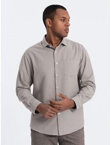 Ombre Clothing Pánska košeľa REGULAR FIT s vreckom - sivá V1 OM-SHCS-0148