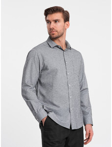 Ombre Clothing Pánska košeľa REGULAR FIT s vreckom - sivá melanž V3 OM-SHCS-0148