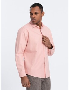 Ombre Clothing Pánska košeľa REGULAR FIT s vreckami - ružová V5 OM-SHCS-0148