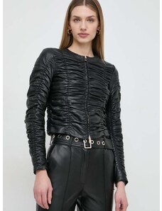 Kožená bunda Pinko dámska, čierna farba, prechodná, 102993.A1KC