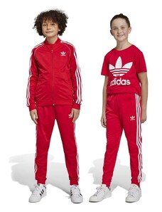 Detské tepláky adidas Originals červená farba, vzorované