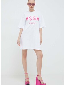Bavlnené šaty MSGM biela farba,mini,rovný strih,3641MDA510.247002