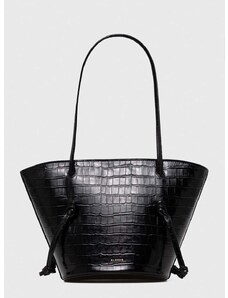 Kožená kabelka Alohas čierna farba
