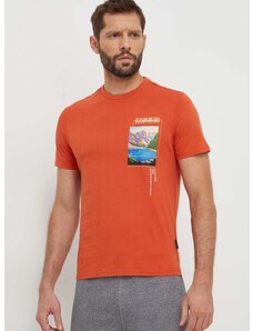 Bavlnené tričko Napapijri S-Canada pánske, oranžová farba, s potlačou, NP0A4HQMA621