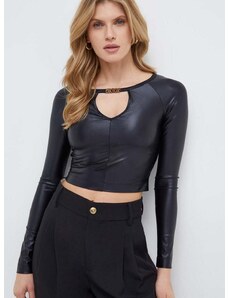 Tričko s dlhým rukávom Versace Jeans Couture dámsky, čierna farba, 76HAM204 J0079