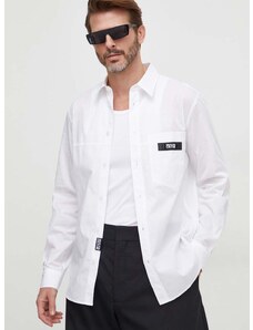 Bavlnená košeľa Versace Jeans Couture pánska, biela farba, regular, s klasickým golierom, 76GALY19 CN002
