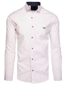 Dstreet Trendy biela pánska košeľa so vzorom