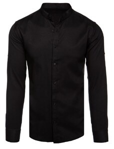 Dstreet Krásna čierna pánska košeľa so stojačikom