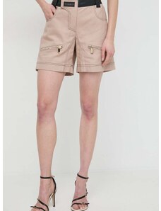 Rifľové krátke nohavice Pinko dámske, hnedá farba, vzorované, vysoký pás, 103029.A1NH