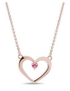 Náhrdelník srdce s ružovým zafírom v ružovom zlate KLENOTA N0851654
