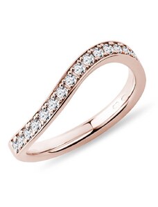 Dámský prsten vlnka s diamanty z ružového zlata KLENOTA R0926204