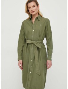 Bavlnené šaty Polo Ralph Lauren zelená farba,mini,rovný strih,211928808