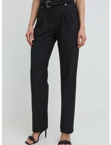 Nohavice Versace Jeans Couture dámske, čierna farba, rovné, vysoký pás, 76HAA111 N0335