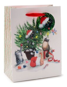 Darčeková taška mačky a darčeky - vianočné, veľkosť M