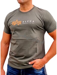 Alpha Industries LABEL T tričko pánske dark olive