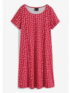 bonprix Úpletové šaty s kvetovaným dizajnom, farba červená