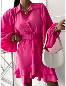 Elegantné volánové šaty Leonarda - ružové magenta