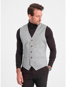 Ombre Clothing Men's jacquard suit vest without lapels - light grey V1 OM-BLZV-0106