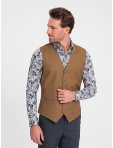 Ombre Clothing Men's suit vest without lapels - caramel V1 OM-BLZV-0112