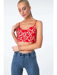 FASARDI Short red lace top