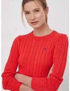 Bavlnený sveter Polo Ralph Lauren červená farba, 211891640