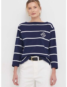 Bavlnené tričko s dlhým rukávom Polo Ralph Lauren tmavomodrá farba, 211892649