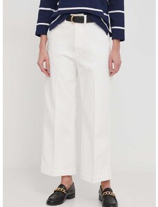 Nohavice Polo Ralph Lauren dámske,béžová farba,široké,vysoký pás,211873988